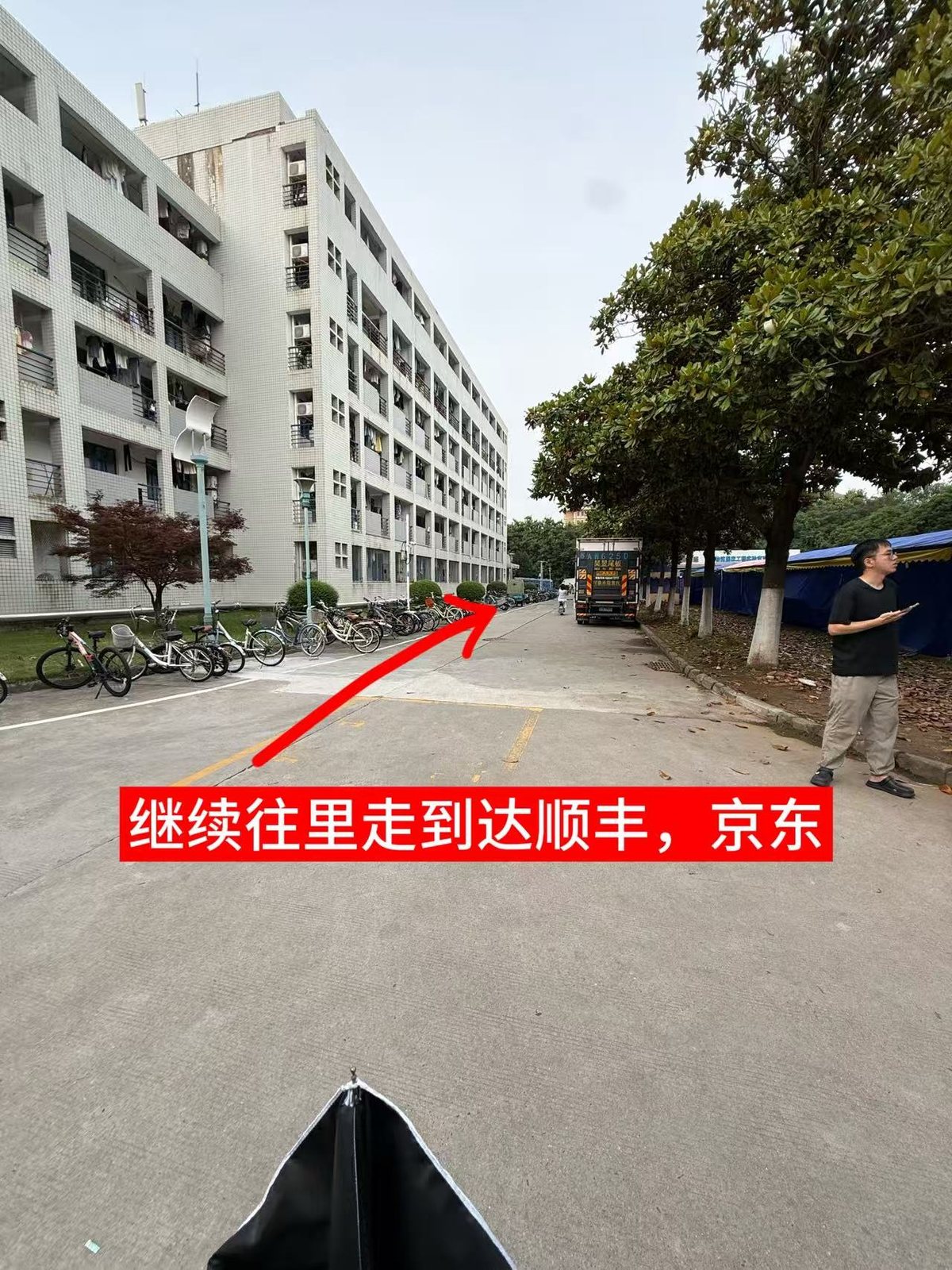 经过菜鸟1店后前往顺丰和京东取件点